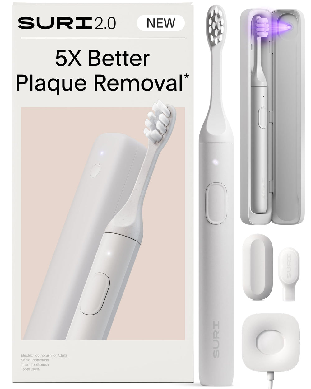 SURI 2.0 white sonic electric toothbrush front view