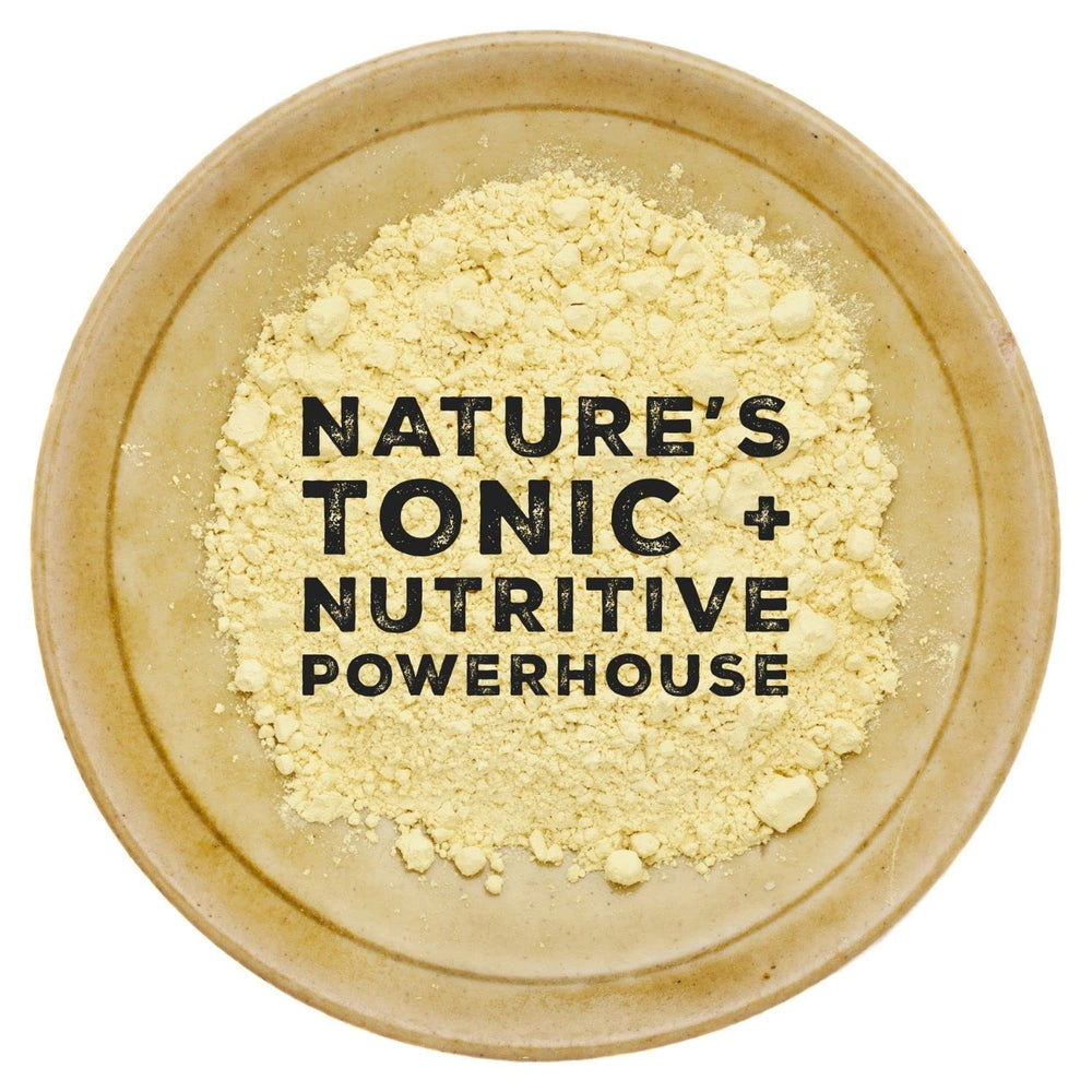 Pine pollen powder stirred into juice or shake