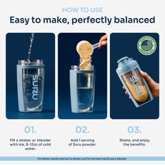 Suru Balance Shake on-the-go bottle suggests easy morning or workout shake