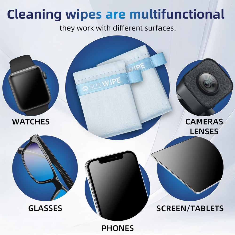 Blue SusWipe microfiber cleaning cloth - back view