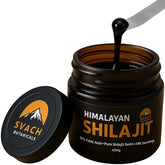 Front view of Svach Botanicals Shilajit Resin 40g jar