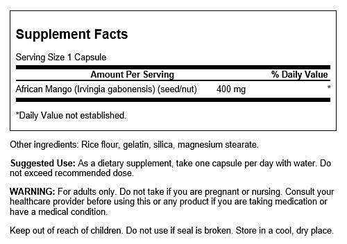 Swanson African Mango bottle with label close-up