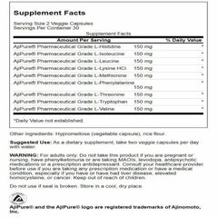 Ingredients list for Swanson Ajipure 9 essential amino acids formula