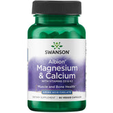 Bottle of Swanson Albion Chelated Magnesium & Calcium 2:1 90 Veg Capsules