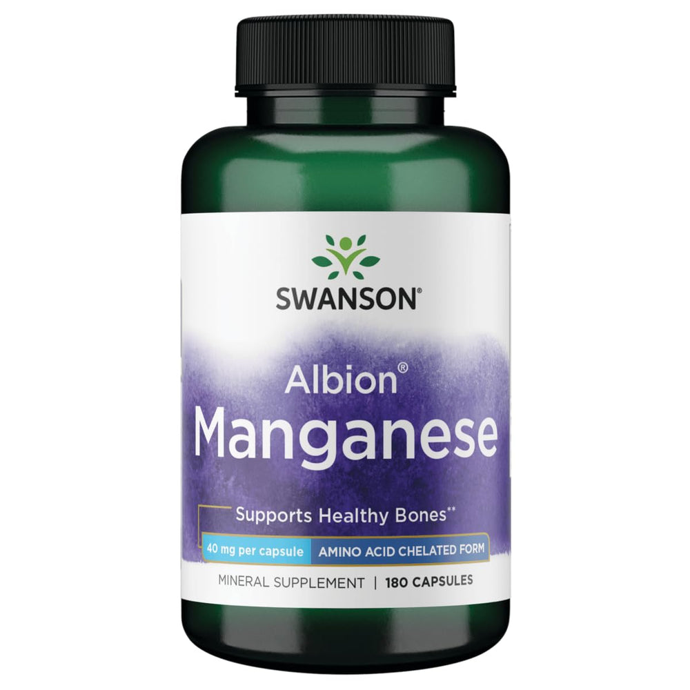 Swanson Albion Chelated Manganese Glycinate 40 mg bottle front view