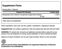 Close-up of manganese glycinate capsules
