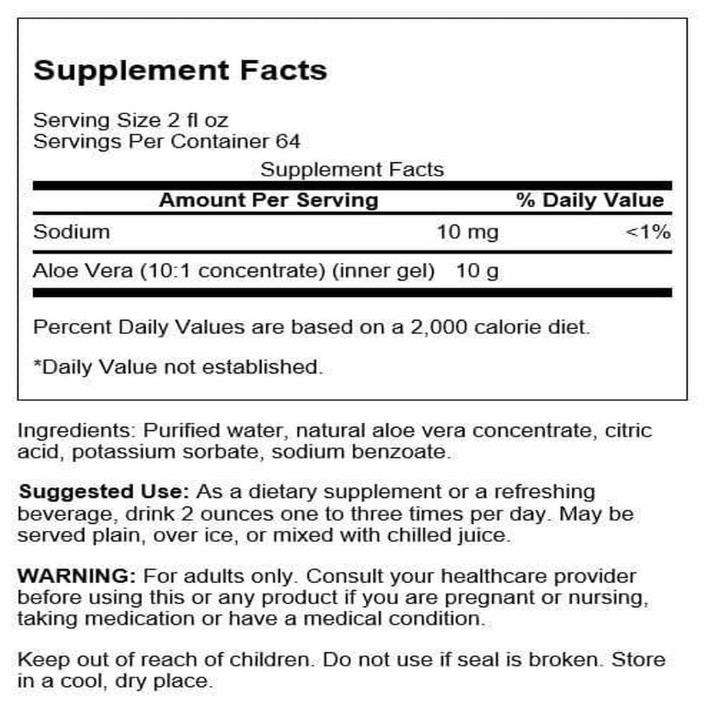 Swanson Aloe Vera 1 Gallon Liquid packaging and label