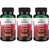 Front view of Swanson Alpha Lipoic Acid 3-pack bottle