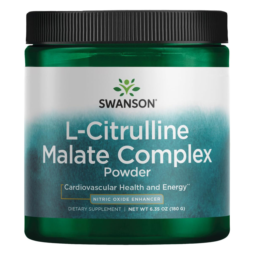 Swanson Amino Acid L-Citrulline Malate Complex bottle - energy support for workouts.