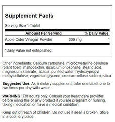Swanson Apple Cider Vinegar 200 mg tablets product image