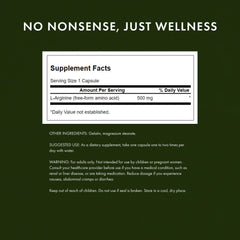 Swanson L-Arginine supplement facts panel