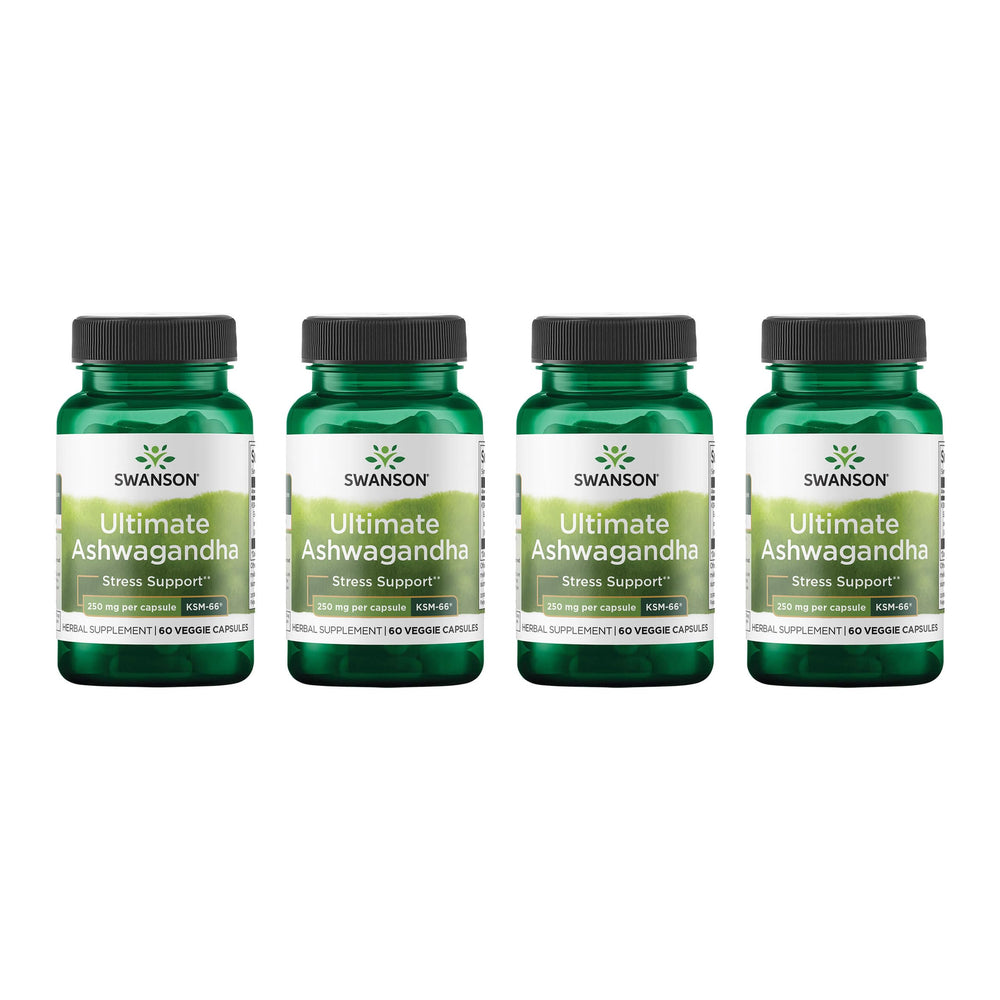 Swanson Ultimate Ashwagandha KSM-66 bottle with 60 veggie capsules