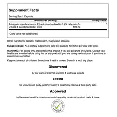 Astragalus 500 mg bottle label close-up