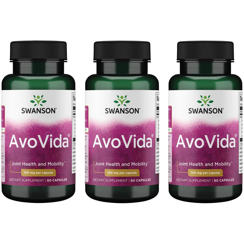Swanson Avovida 100 mg - 60 capsules (3 pack) with avocado/soy unsaponifiables
