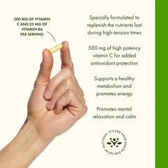 Product image highlighting stress relief benefits