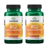 Bottled Swanson Vitamin B12 Cyanocobalamin 500 mcg, 250 capsules, 2-pack