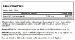 Close-up of B-12 methylcobalamin label on bottle