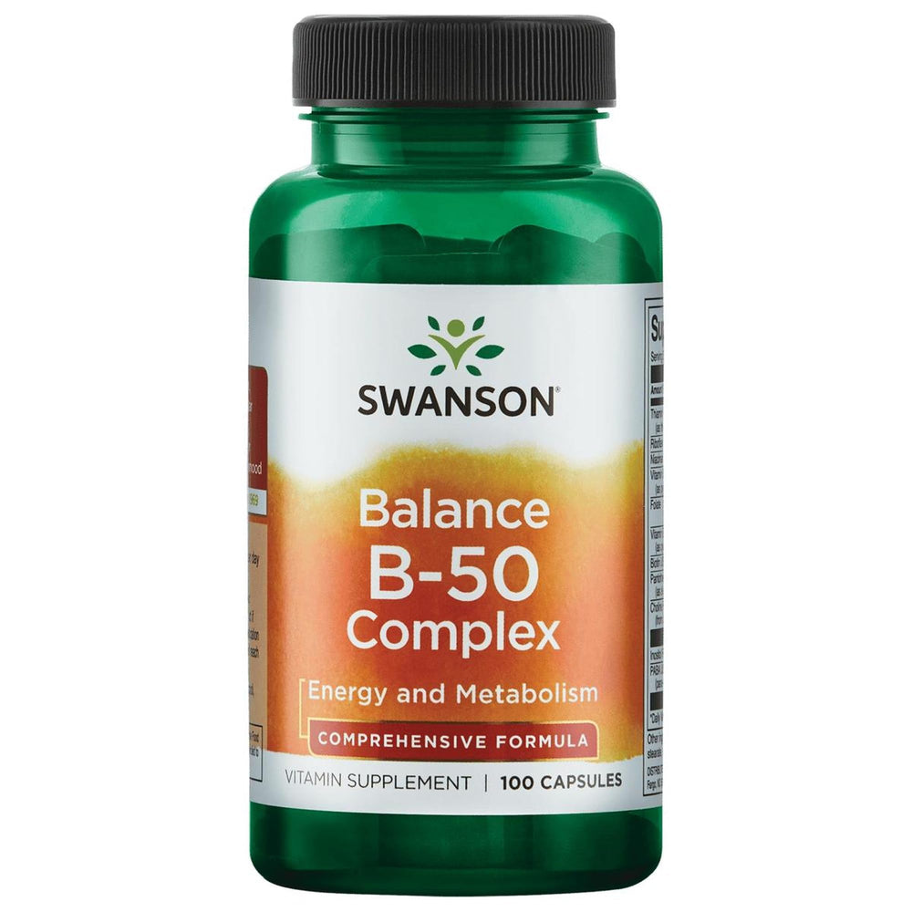 Swanson B-50 Complex bottle front for daily energy support and reliability