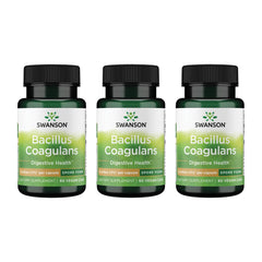Swanson Bacillus Coagulans probiotic bottle label – 3-pack set