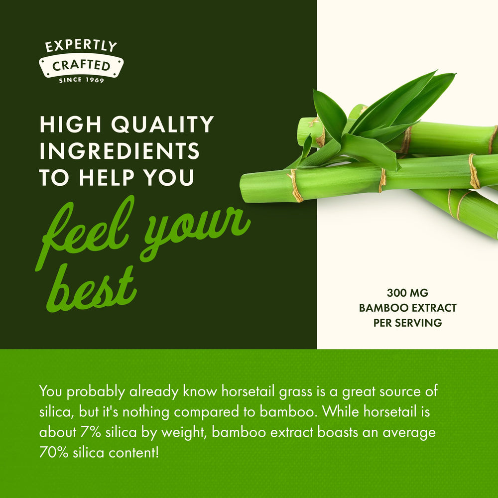 Illustration of bamboo extract benefits for hair, skin and nails