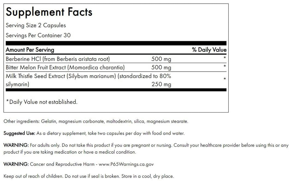 Close-up of Swanson Berberine Plus bottle with herbs