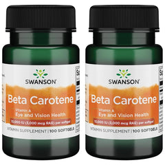 Swanson Beta-Carotene 10000 IU - Vitamin A for Eye Health, Skin & Immune Support (2 Pack)