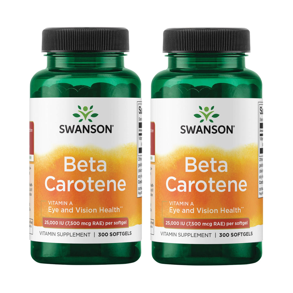 Swanson Beta-Carotene 25000 IU bottle and 300 softgels