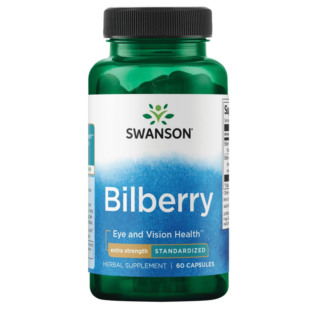 Swanson Bilberry 100 mg capsules bottle – front view