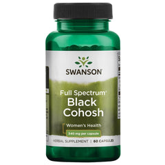 Swanson Black Cohosh 540 mg bottle and capsules – front view