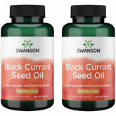 Front view of Swanson Black Currant Seed Oil bottle showing 180 softgels and 500mg