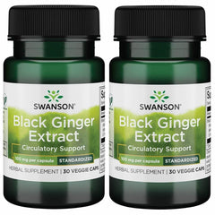 Swanson Black Ginger Extract 2-pack hero image with bottle and capsules