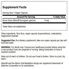 Close-up of Boroganic glycine boron formula label
