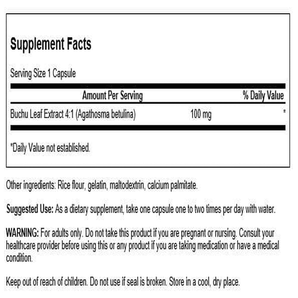 Close-up of Buchu Leaf 4:1 Extract label