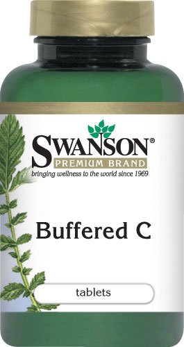 Close-up of Swanson Buffered Vitamin C 500 mg tablets