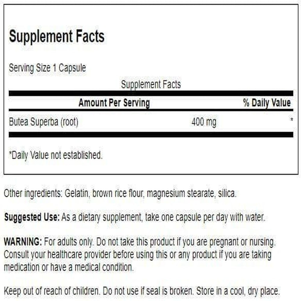 Full Spectrum Butea Superba root formula label