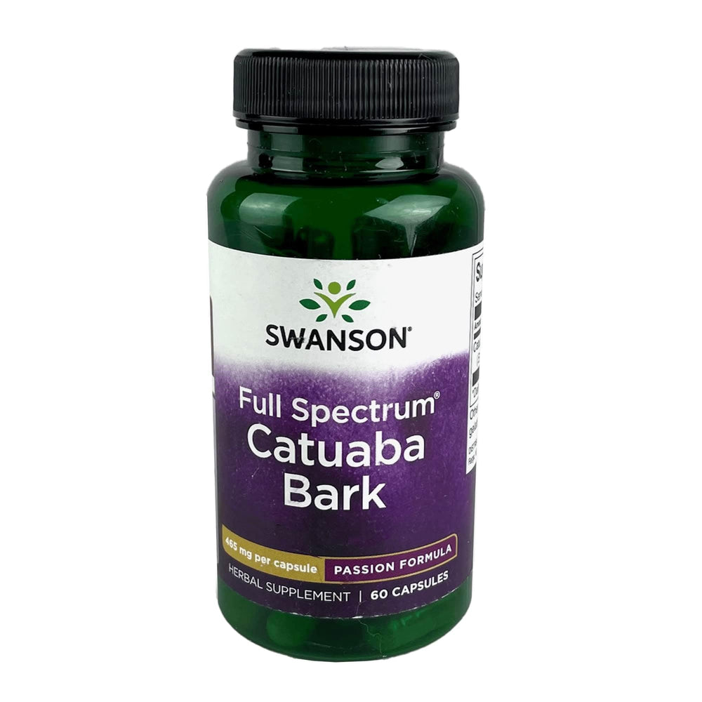Front view of Swanson Catuaba Bark bottle - 60 capsules, 465 mg