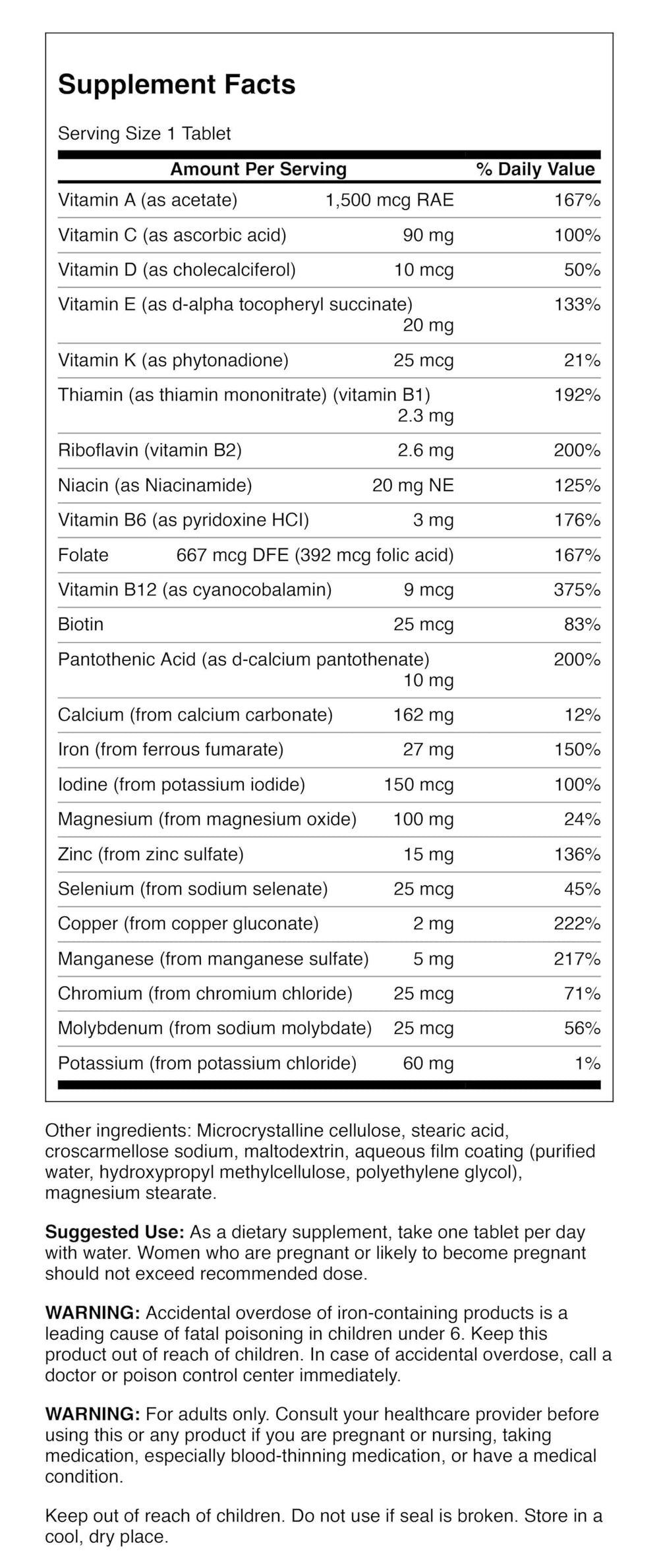 Close-up of Swanson Century Formula Multivitamin with Iron supplement tablet