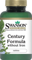 Swanson Century Formula Multivitamin Without Iron packaging and bottle