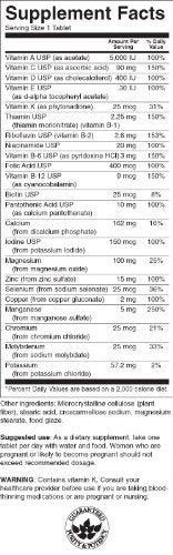 Swanson Century Formula Multivitamin Without Iron 130 tablets in bottle