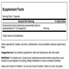 Close-up of Swanson chamomile extract capsules