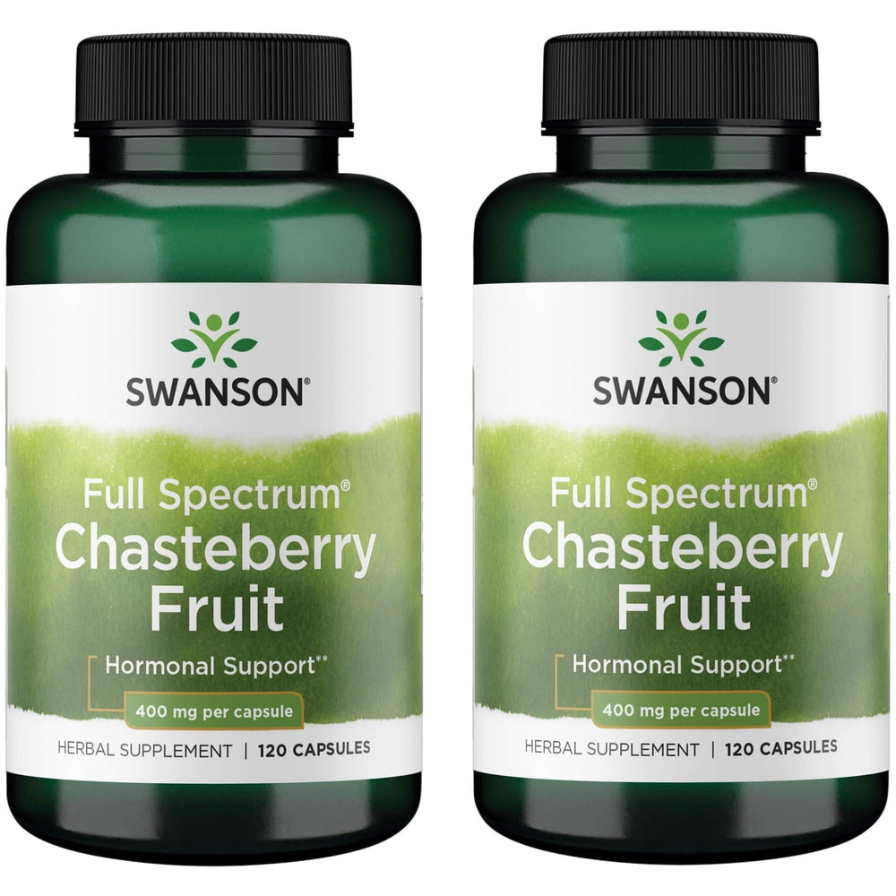 Swanson Chasteberry Fruit supplement - 120 capsules, 400 mg each - 2 pack - Women's health, menopausal & menstrual support, skin health