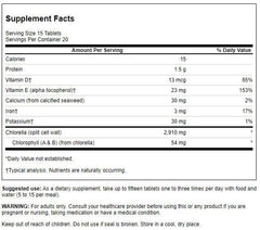 Swanson Chlorella 194 mg 300 Tabs bottle label close-up