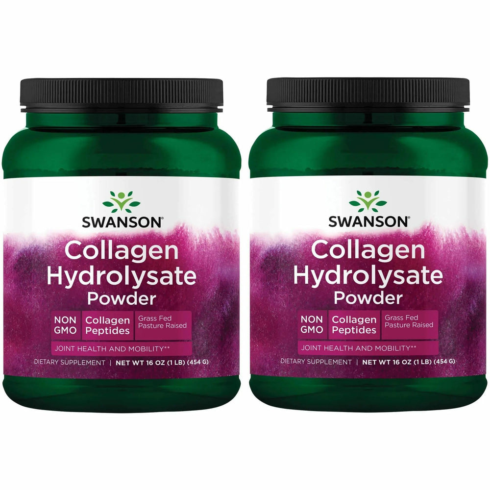 Front view of Swanson Collagen Hydrolysate Powder 1lb 2-pack