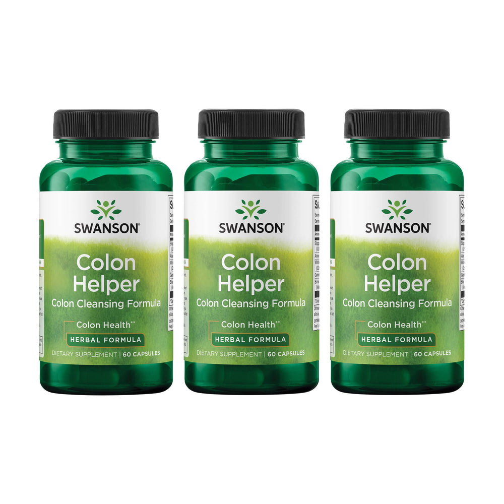 Swanson Colon Helper bottle front with 60 capsules offering digestive support possibilities.