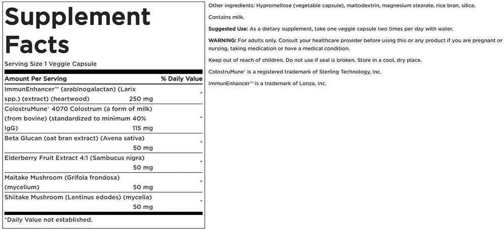 Swanson COND Immune Essentials 60 Veg Caps bottle back label