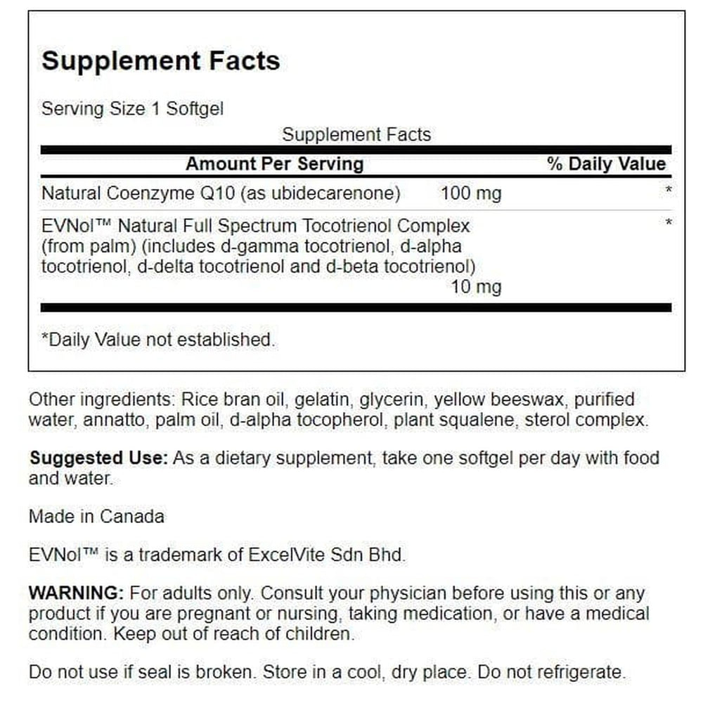 Close-up of Swanson CoQ10 bottle label