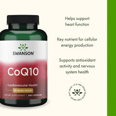 CoQ10 capsules inside Swanson bottle