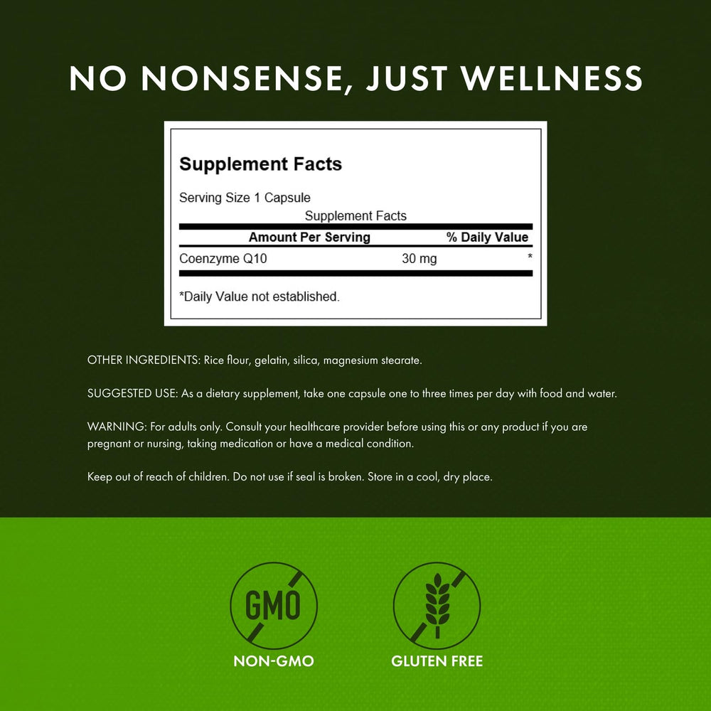Supplement Facts panel for Swanson CoQ10 30 mg