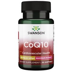 Swanson CoQ10 bottle front view 30 softgels 400 mg