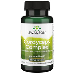 Bottle of Swanson Cordyceps Complex 60 Veg Capsules - front view